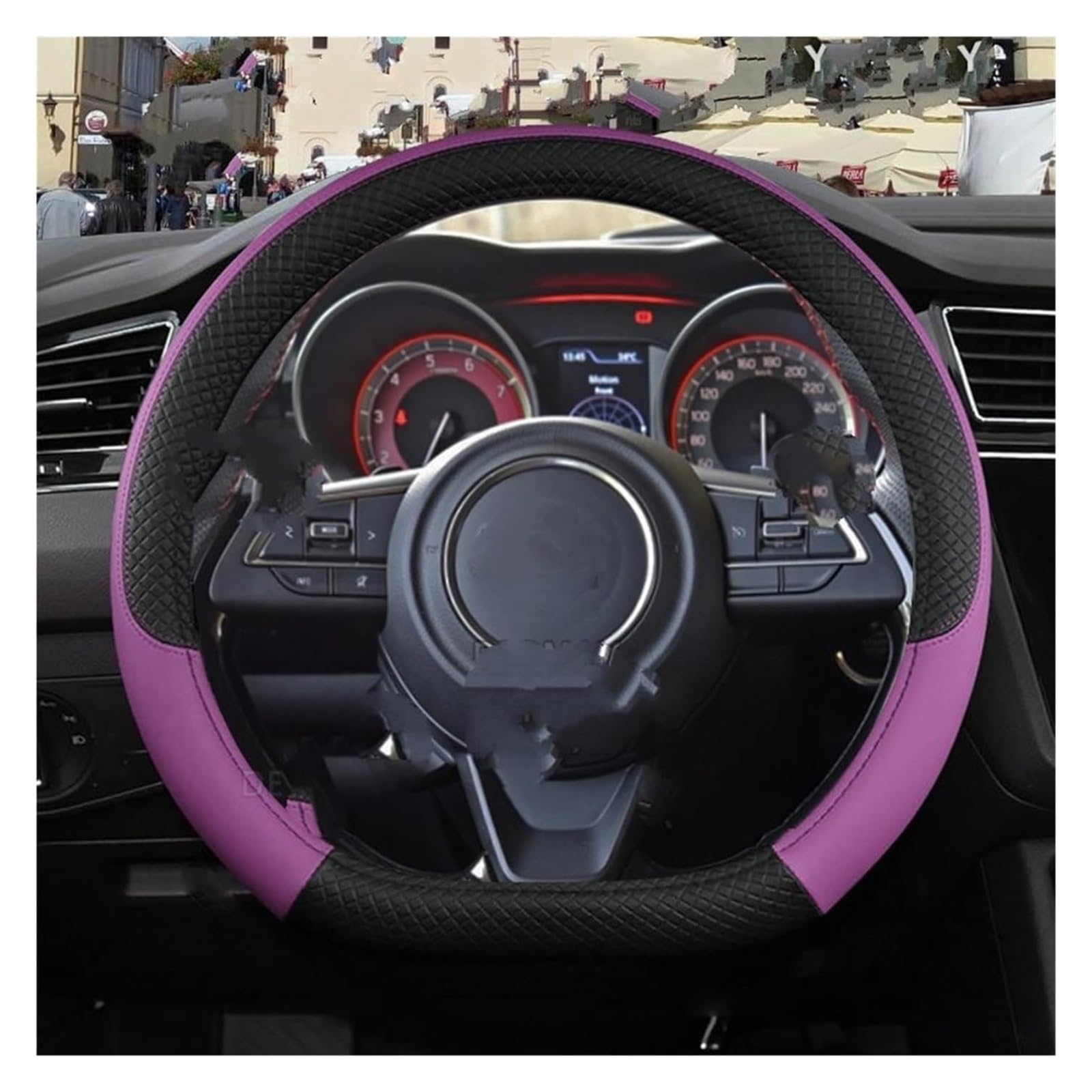 Lenkradbezüge Für DS3 Für DS 3 Auto Lenkradbezug PU Leder Autozubehör Abdeckung Lenkradschutz(D Shape Purple) von IZQLTWKR