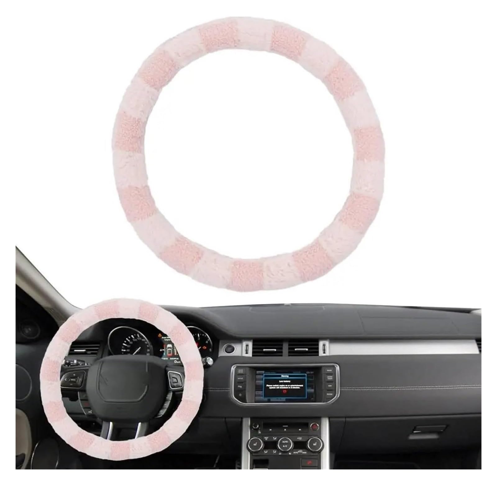 Lenkradbezüge Für Den Winter Lenkradbezug Auto Griffbezug Universal Anti Slip Furly Mit Innenring Auto Lenkradschutz(Rosa) von IZQLTWKR