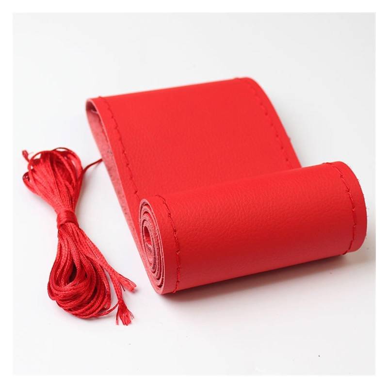 Lenkradbezüge Für Universal Leder Auto Lenkrad DIY Nähen Braid Auf Wrap Auto Lenkrad Abdeckungen Lenkrad Schutz(Red B) von IZQLTWKR