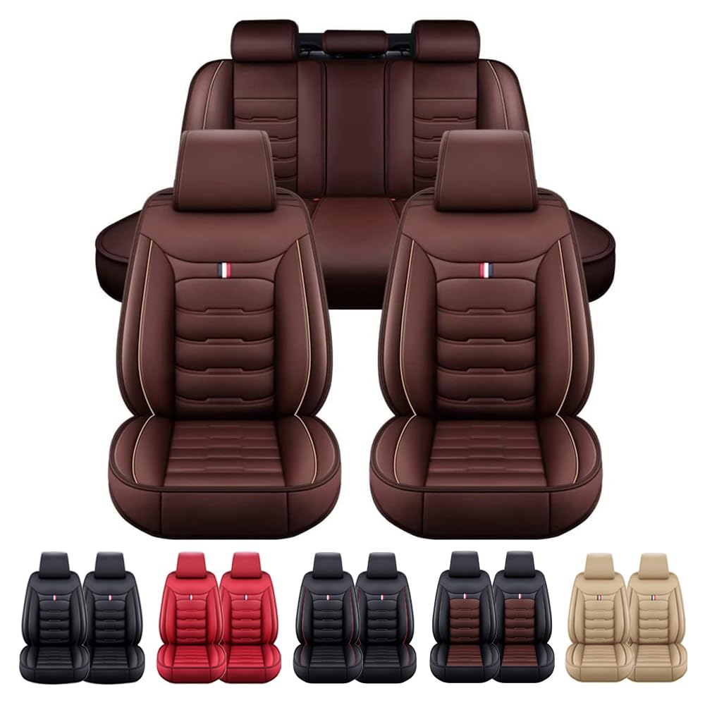 IcUrL Braun Leder Sitzbezüge für Mini Cooper SD F56, Hatch One F56, Cooper S Roadster R59 - Auto, Golfwagen Sitzkissen Sitzbezüge Auflagen Seat Cover Sets Zubehör, Coffeestyle von IcUrL