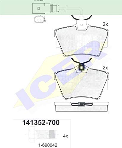 Icer Brakes 141352-700 Bremsbelagsatz, Scheibenbremse - (4-teilig) von ICER