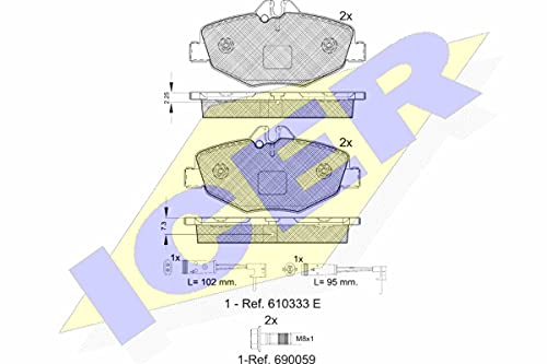 Icer Brakes 181527-701 Bremsbelagsatz, Scheibenbremse - (4-teilig) von ICER