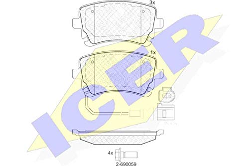 Icer Brakes 181674-203 Bremsbelagsatz, Scheibenbremse - (4-teilig) von ICER