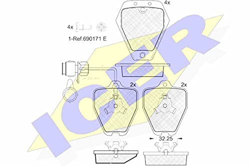 Icer Brakes 181693 Bremsbelagsatz, Scheibenbremse - (4-teilig) von ICER