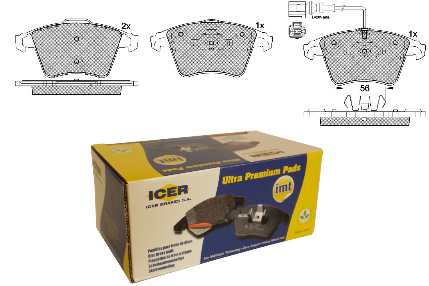 Icer Brakes 181778 Bremsbelagsatz, Scheibenbremse von ICER