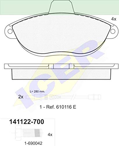 Icer Brakes 141122-700 Bremsbelagsatz, Scheibenbremse - (4-teilig) von ICER