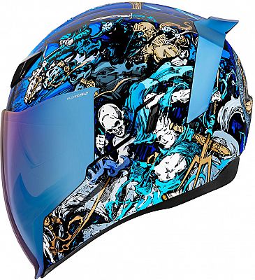 Icon Airflite 4 Horsemen, Integralhelm - Schwarz/Blau/Weiß/Gold - L von Icon