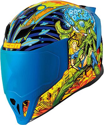 Icon Airflite Bugoid Blitz, Integralhelm - Blau/Gelb/Grün - XXL von Icon