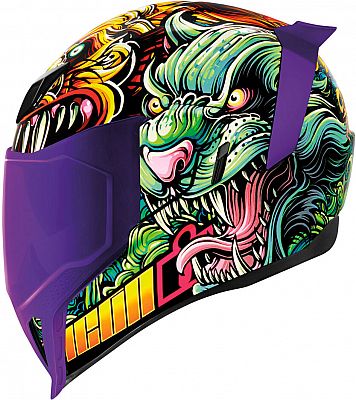 Icon Airflite Cat Scratch Fever 23, Integralhelm - Hellblau/Gelb/Schwarz/Violett - XXL von Icon