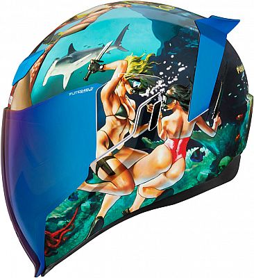 Icon Airflite Pleasuredome 4, Integralhelm - Hellblau/Grün/Weiß - 3XL von Icon