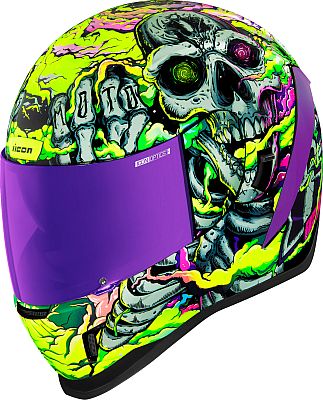 Icon Airform Hippy Dippy, Integralhelm - Neon-Grün/Lila/Pink - M von Icon