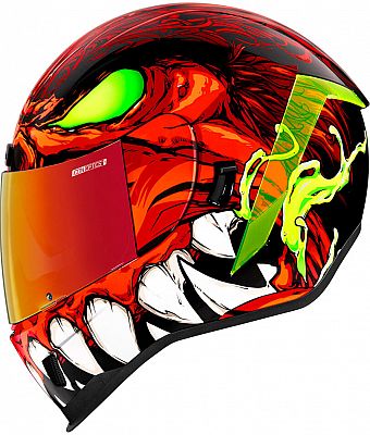 Icon Airform Manik r, Integralhelm - Rot/Schwarz/Weiß/Neon-Grün - L von Icon