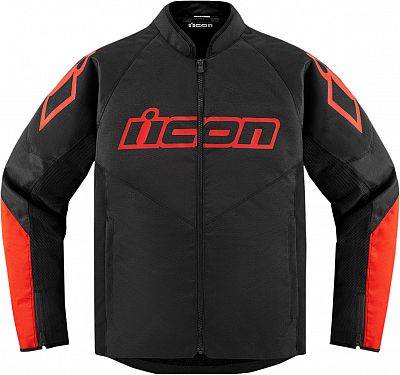 Icon Hooligan CE, Textiljacke - Schwarz/Neon-Rot - L von Icon