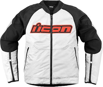 Icon Overlord3, Textiljacke - Weiß/Schwarz/Rot - XL von Icon