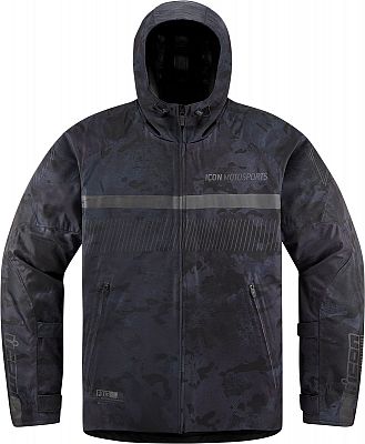 Icon PDX3 Camo, Textiljacke wasserdicht - Schwarz/Dunkelgrau - L von Icon