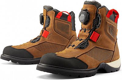 Icon Stormhawk, Kurzstiefel wasserdicht - Braun/Schwarz/Rot - 13 US von Icon