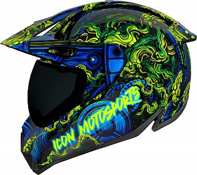 Icon Variant Pro Willy Pete, Integralhelm - Blau/Grün - XS von Icon