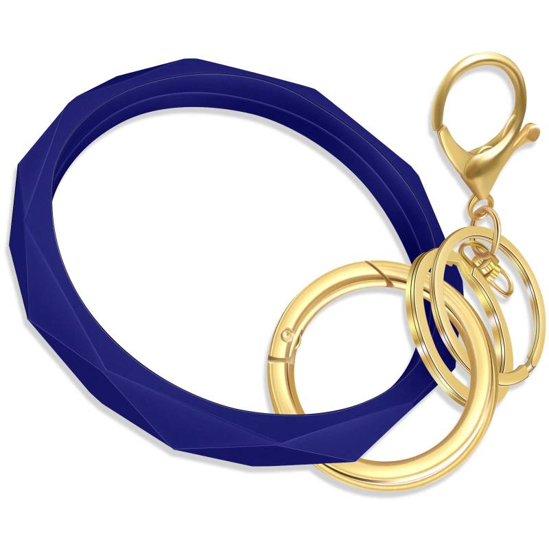 Idakekiy Schlüsselanhänger Armbänder, Silikon Wristlet Keychain Kreis Schlüsselanhänger Ring Armreif Schlüsselanhänger für Frauen Mädchen, D Blau, 3.54in von Idakekiy