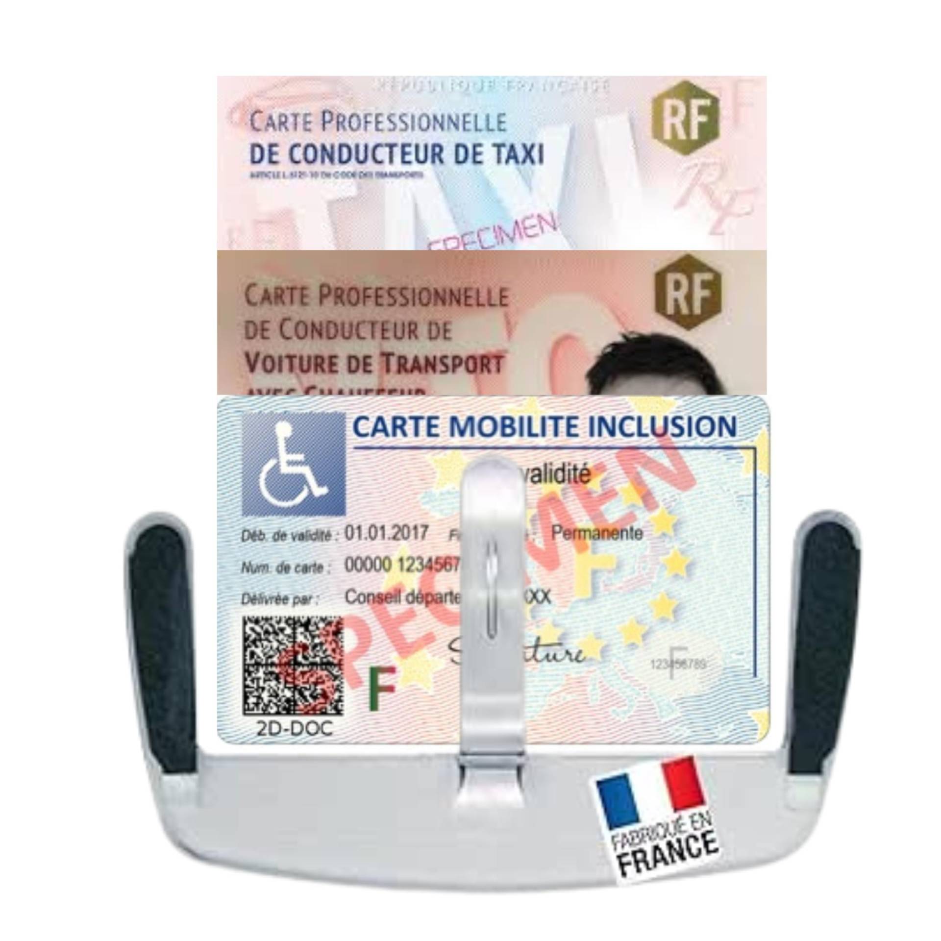 Idée pro mobilité® Halterung für Windschutzscheibe – CMI (Mobilität inkl. Mobilität) – Taxi – VTC – Parkticket – hergestellt in Frankreich – hohe Qualität von Idée pro mobilité