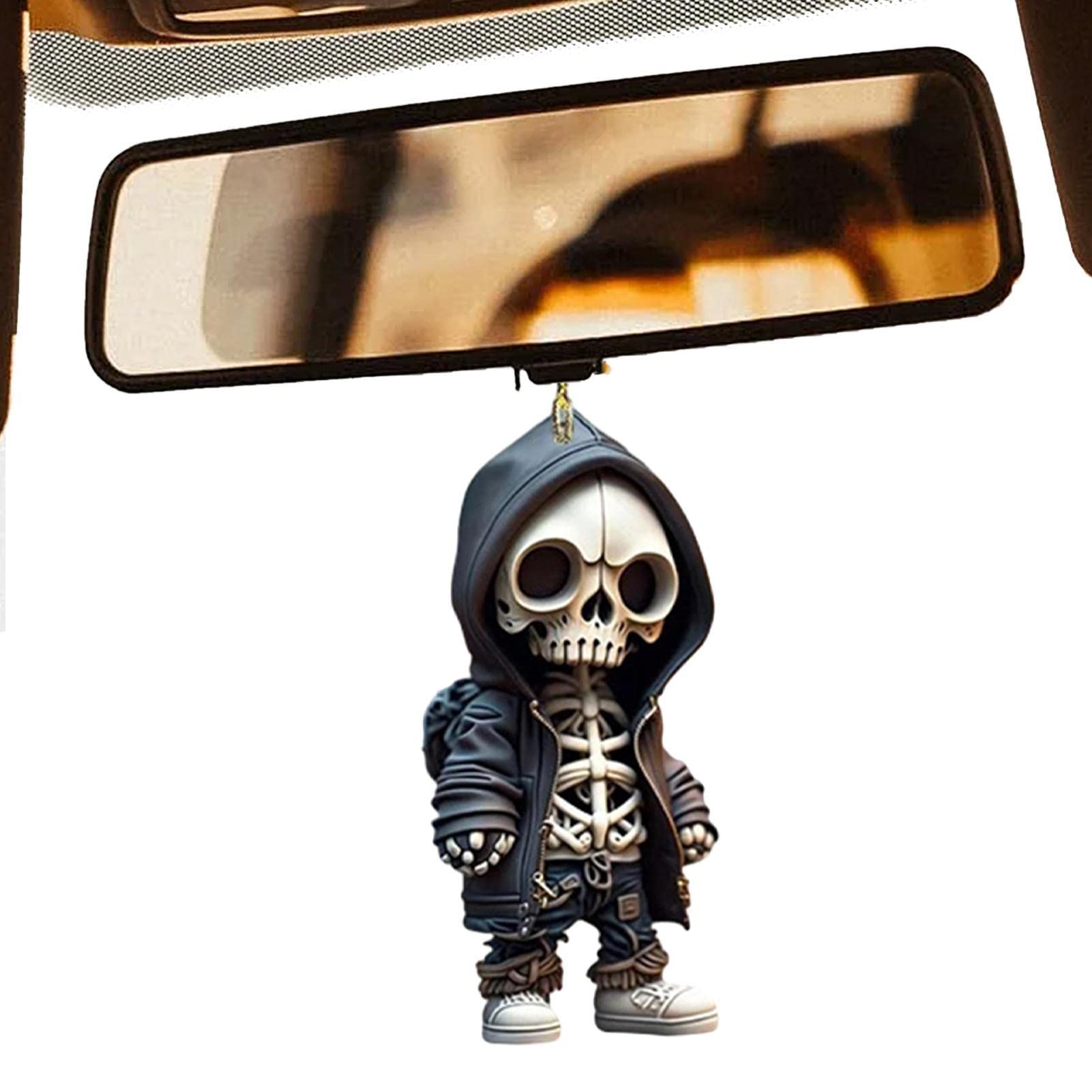 Autospiegel-Skelett-Anhänger-Zubehör | Acryl-Skelett-Figuren, Auto-Spiegel-Schaukel-Anhänger - Halloween-Auto-Innendekorationen für Rucksack, Auto, Rückspiegel Idezek von Idezek