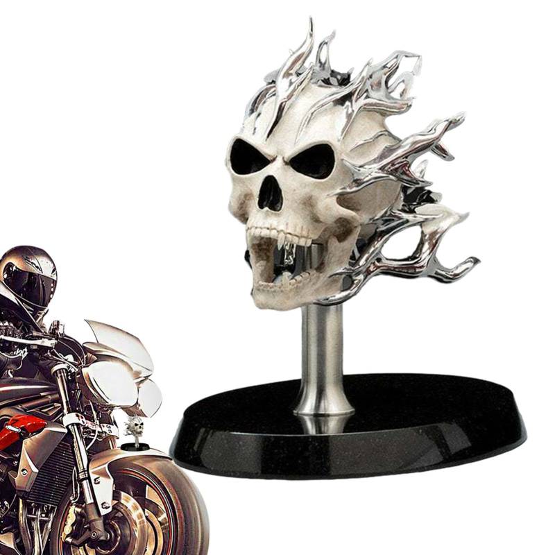 Idezek Skelett-für Motorräder, Skelett-Motorradzubehör - Motorrad-Schädel-Figur,Flammenschädel Motorradskulptur, einzigartige Motorradschädelfigur für die meisten Motorräder von Idezek