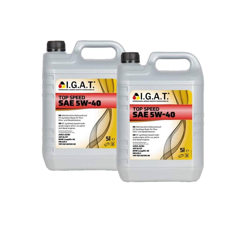 MotorölTop Speed 5W-40 [2x 5 L] von Igat (SET20068-0050-IA10L) Öl Schmierung Motorenöl von Igat Bundle