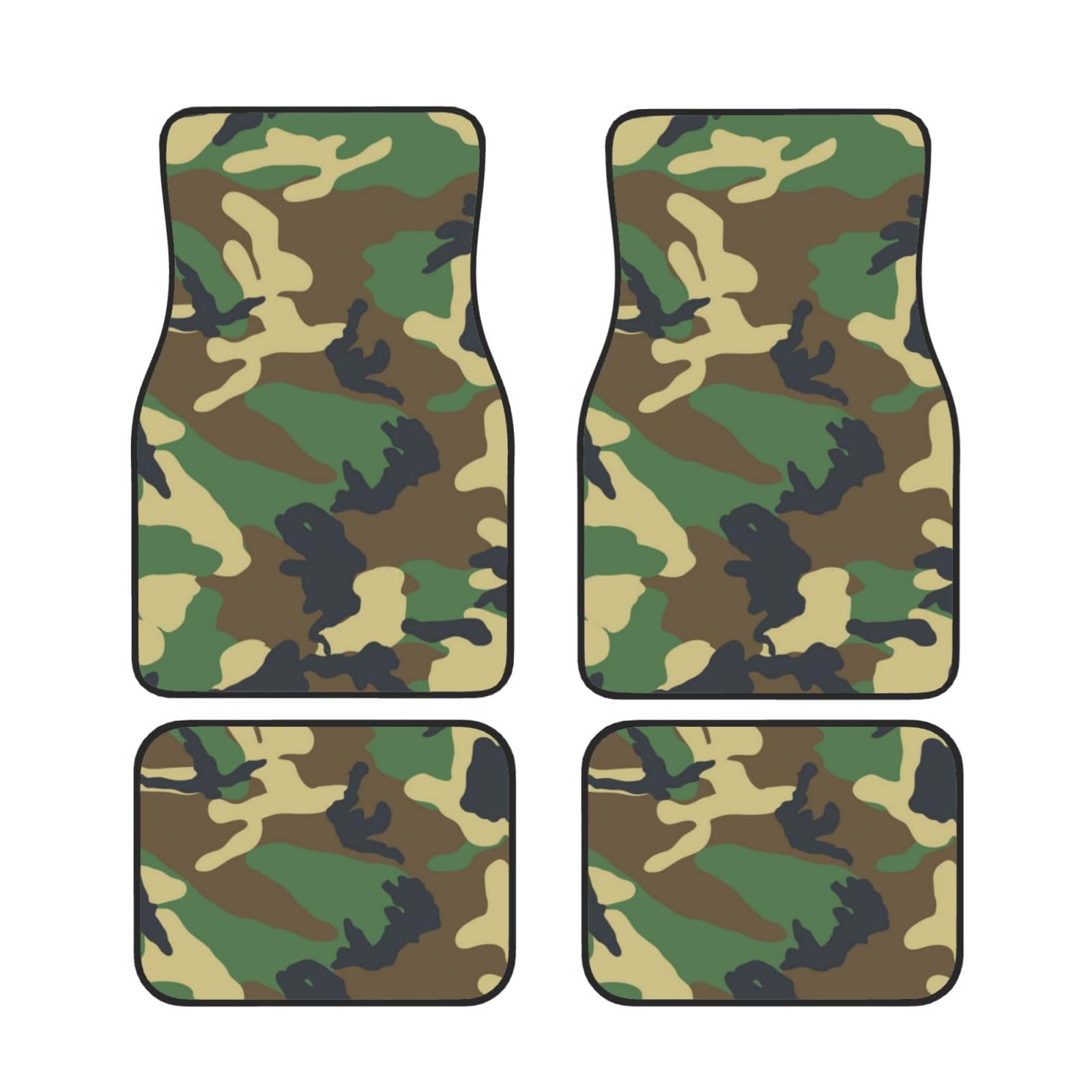Grün Militär Camo Auto Fußmatten 4-teiliges Set – Stilvoll bedruckte Komfort Auto Fußmatten Komplettset – wasserdicht und rutschfest – geeignet für die meisten Pkw, LKW, SUV, Lieferwagen von IguaTu