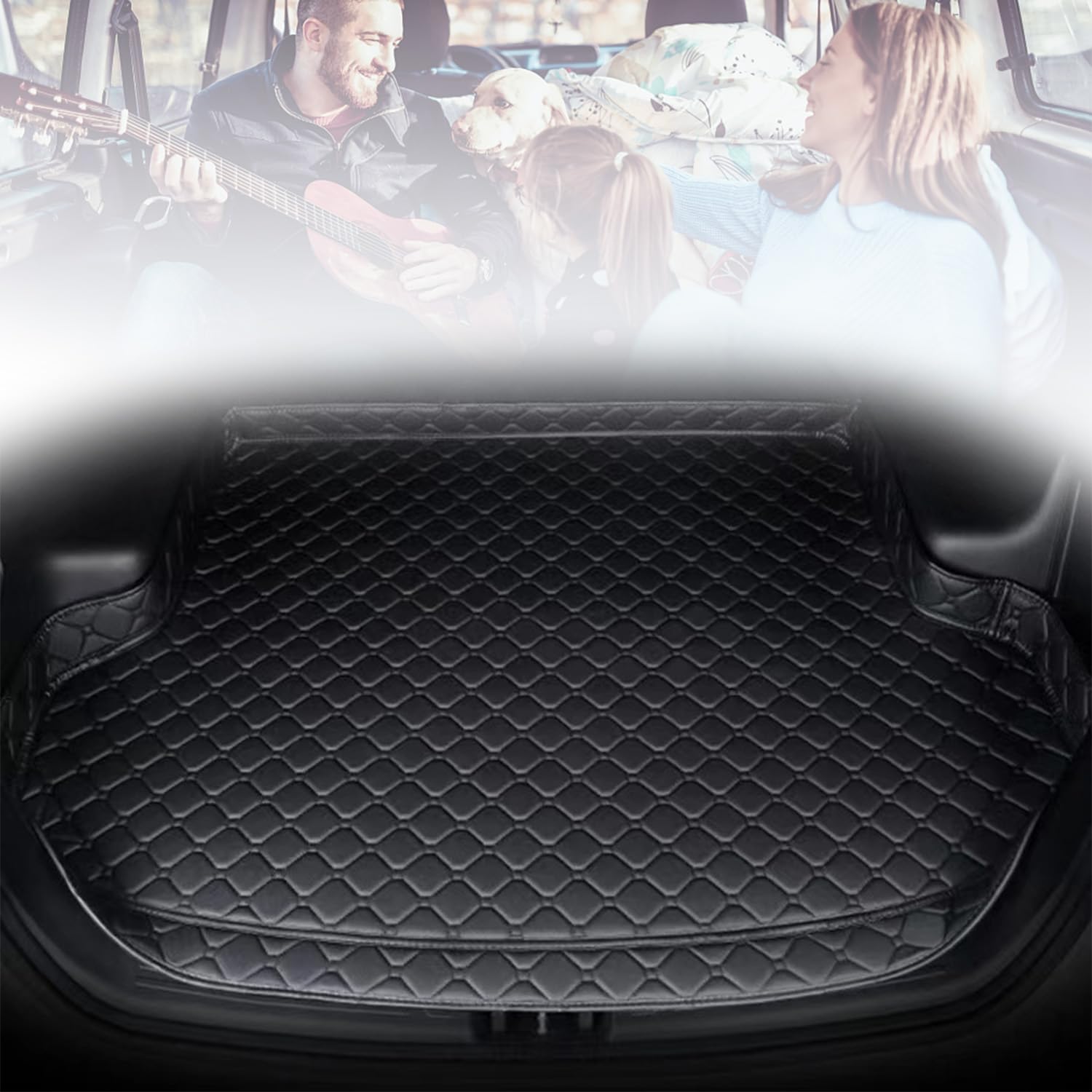 Auto Leder Kofferraummatte für Beetle (Typ 5C /A5) 2012-2019, rutschfest Kofferraumteppiche Innenmatte, Kofferraumwanne Teppich, All Black von IhLux