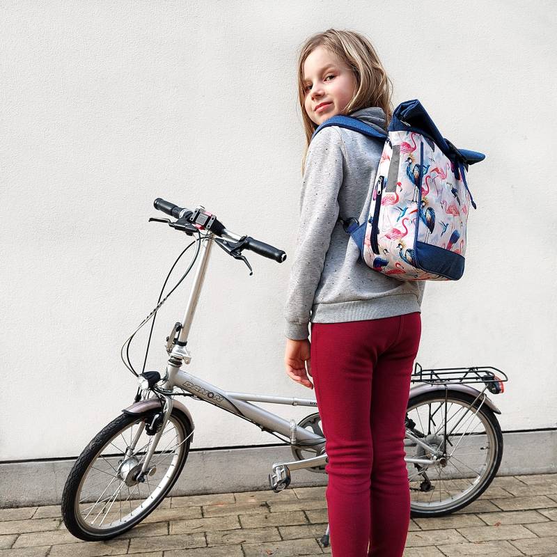 Ikuri Kleine Kombi Fahrradtasche/Rucksack 20-26’’ für Kinder Falträder Klappräder aus Plane – Modell Pajaros von Ikuri