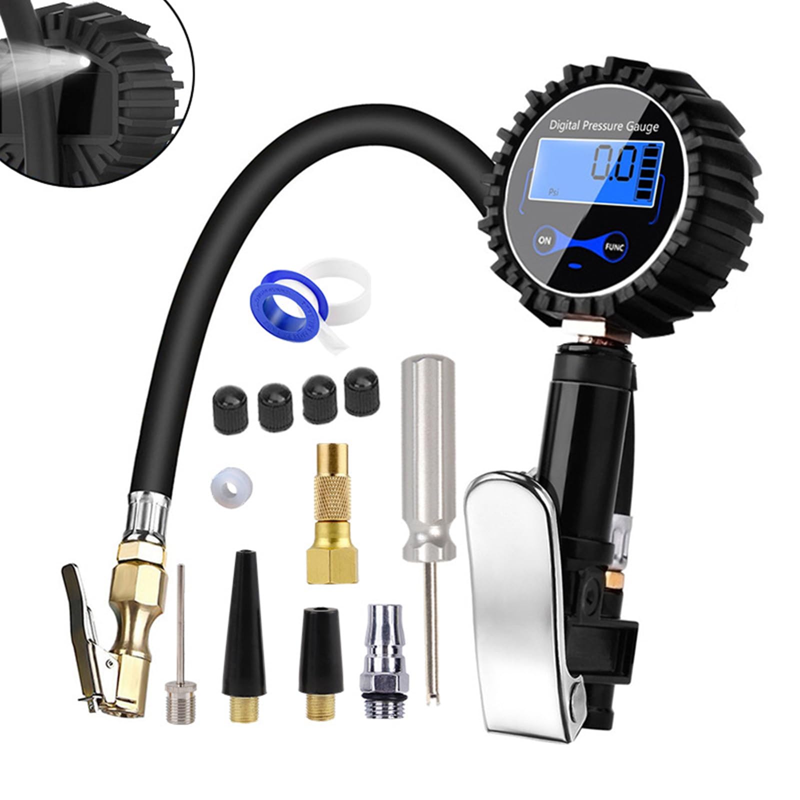 Illkjasfc Auto Reifen Manometer Mit Inflator Für Luft Kompressor Auto SUV Inflator Pumpen Reifen Reparatur Werkzeug von Illkjasfc