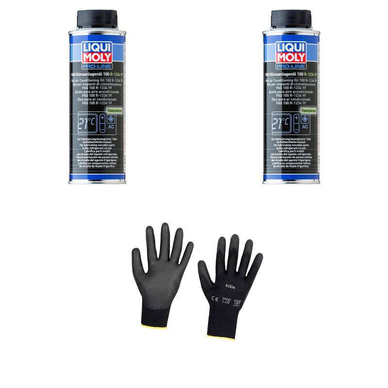 Iloda 2xOriginal Liqui Moly 250ml PAG Klimaanlagenöl 100 R-1234 YF 20736 Schutzhandschuhe von Iloda