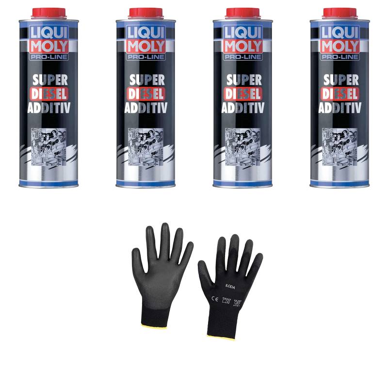 Iloda 4xOriginal Liqui Moly 1l Pro-Line Super Diesel Additiv 5176 Schutzhandschuhe von Iloda