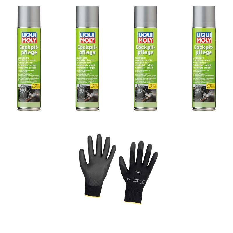 Iloda 4xOriginal Liqui Moly 300ml Cockpitpflege Citrus 1599 Schutzhandschuhe von Iloda