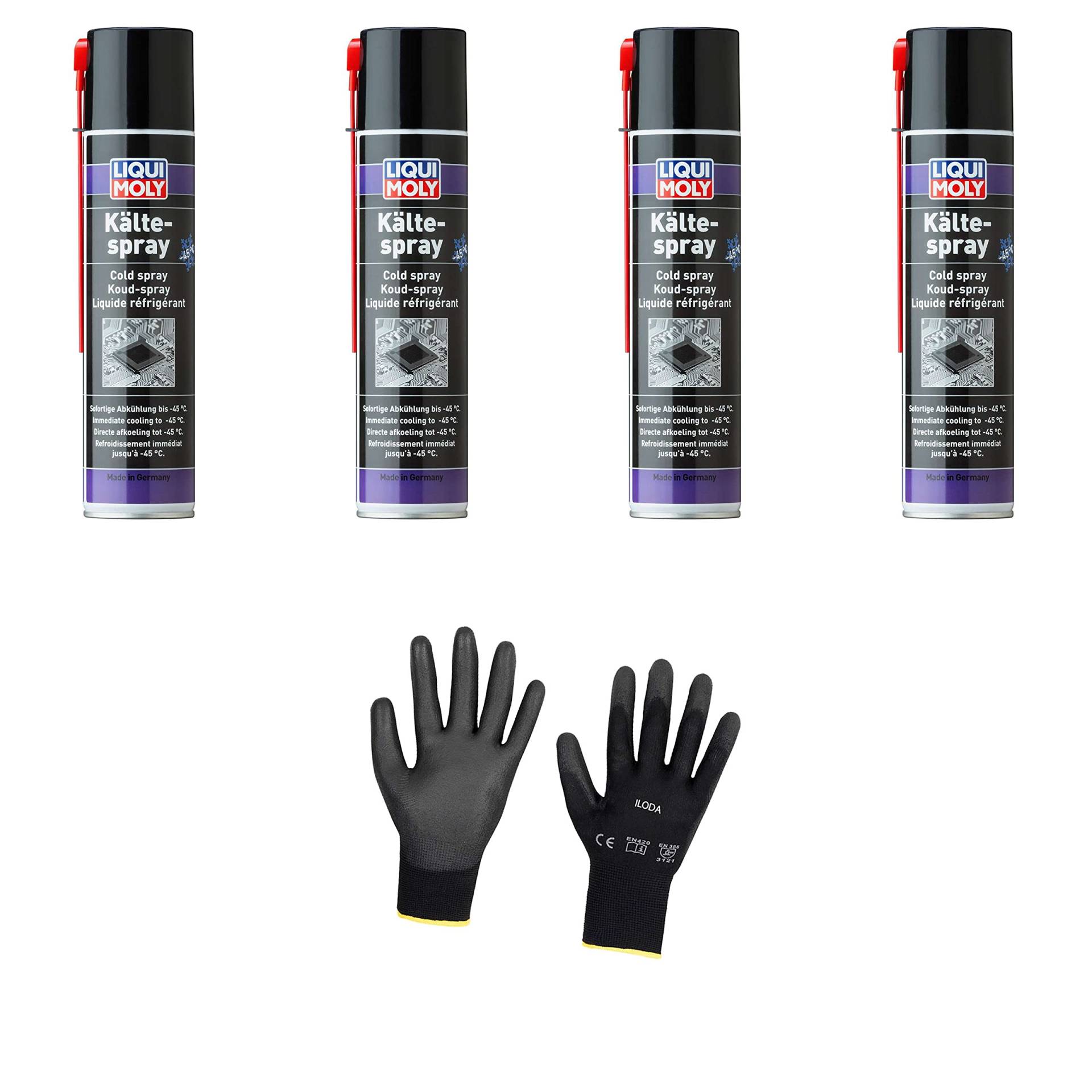 Iloda 4xOriginal Liqui Moly 400ml Kältespray 8916 Schutzhandschuhe von Iloda