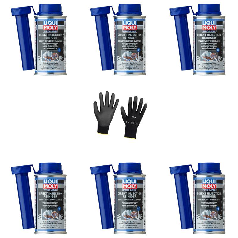 Iloda 6xOriginal Liqui Moly 120ml Pro-Line Direkt Injection Reiniger Cleaner 21281 Schutzhandschuhe von Iloda