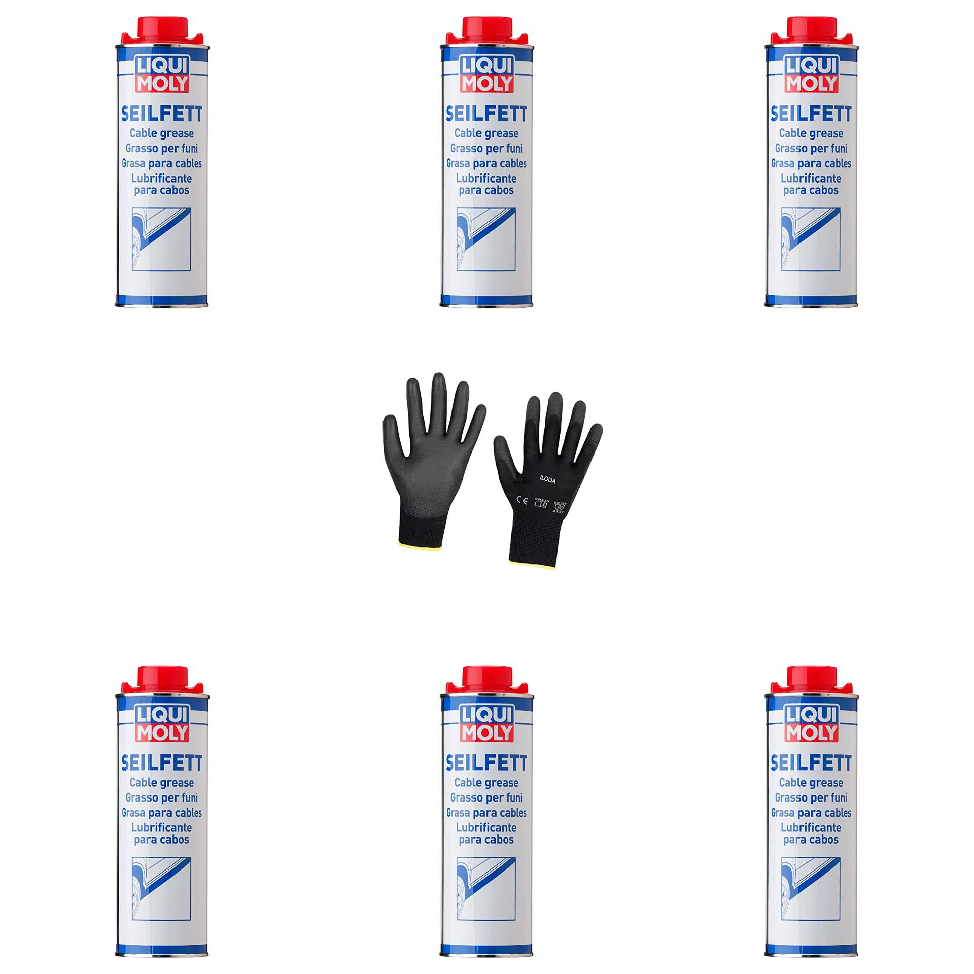 Iloda 6xOriginal Liqui Moly 1l Seilfett 6173 Schutzhandschuhe von Iloda