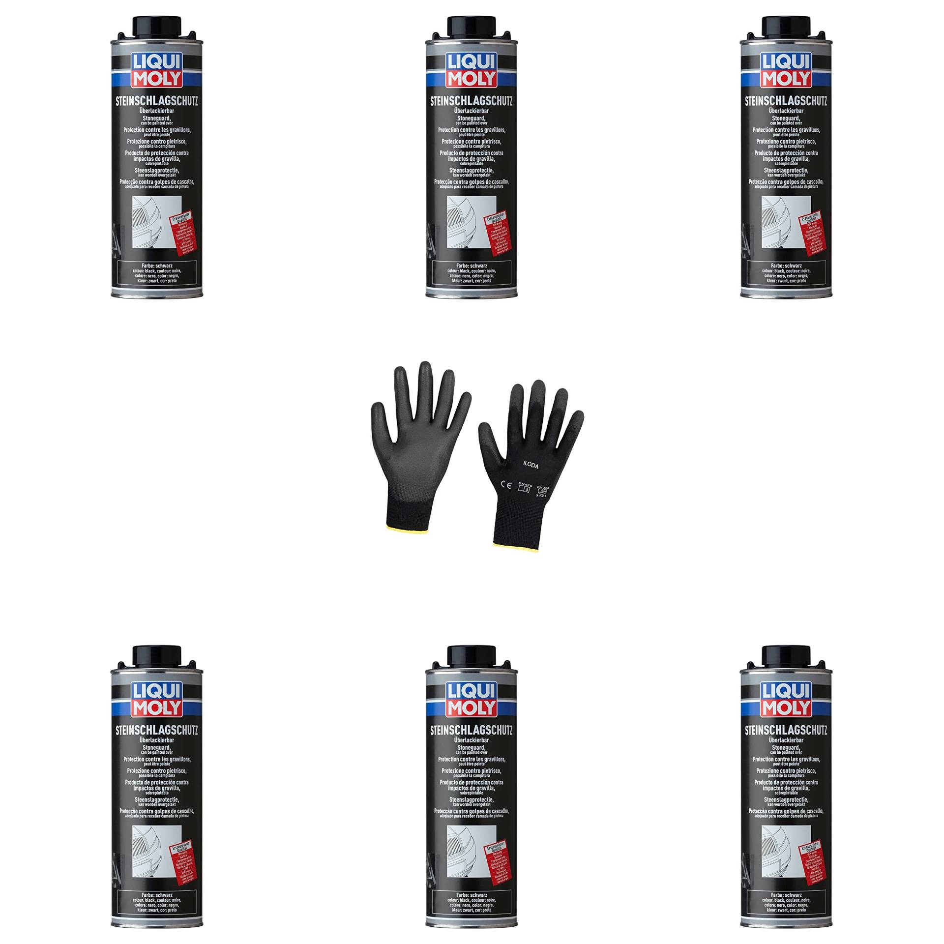 Iloda 6xOriginal Liqui Moly 1l Steinschlagschutz schwarz 6110 Schutzhandschuhe von Iloda