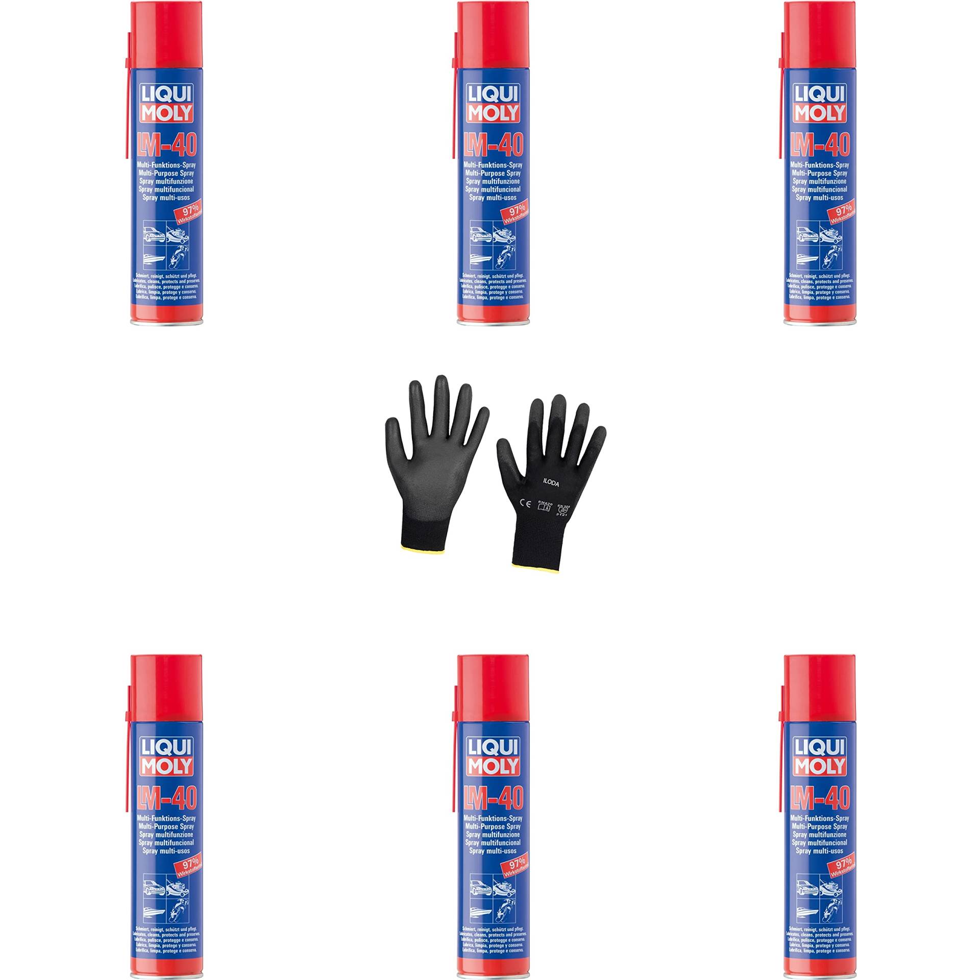 Iloda 6xOriginal Liqui Moly 400ml LM 40 Multifunktionsspray 3391 Schutzhandschuhe von Iloda