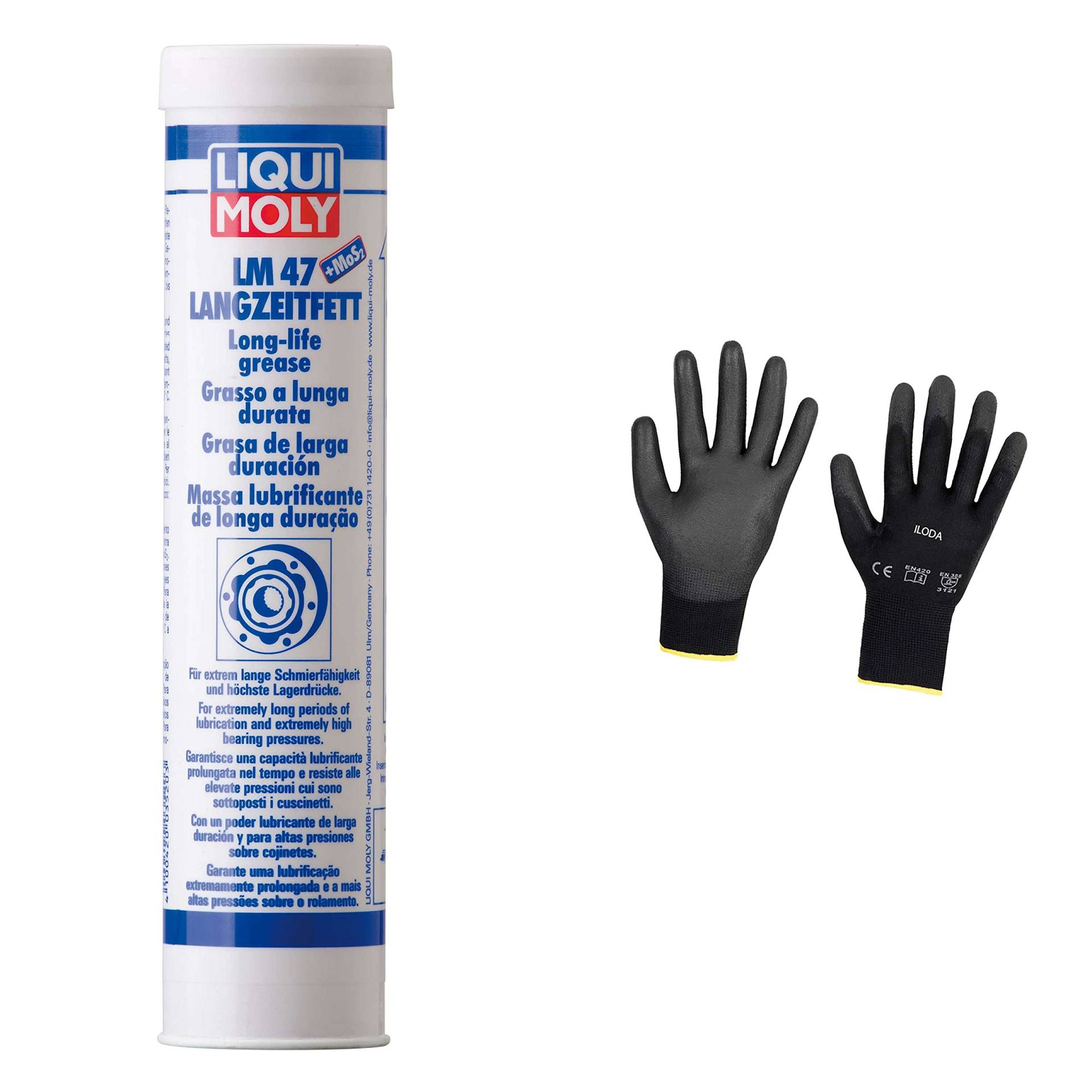 Iloda Original Liqui Moly 400g LM 47 Langzeitfett + MoS2 3520 Schutzhandschuhe von Iloda