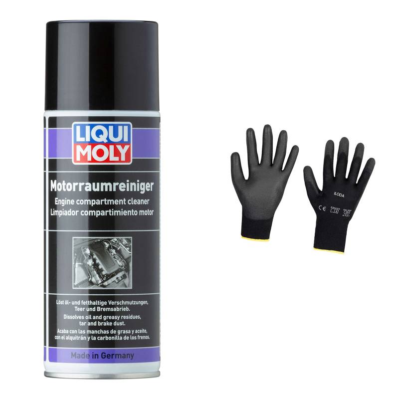 Iloda Original Liqui Moly 400ml Motorraumreiniger Cleaner 3326 Schutzhandschuhe von Iloda