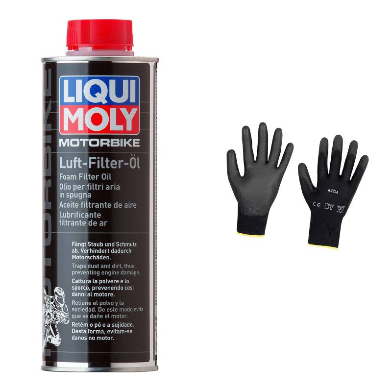 Iloda Original Liqui Moly 500ml Motorbike Luftfilteröl 1625 Schutzhandschuhe von Iloda