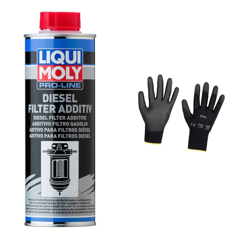 Iloda Original Liqui Moly 500ml Pro-Line Dieselfilter Additiv 20790 Schutzhandschuhe von Iloda