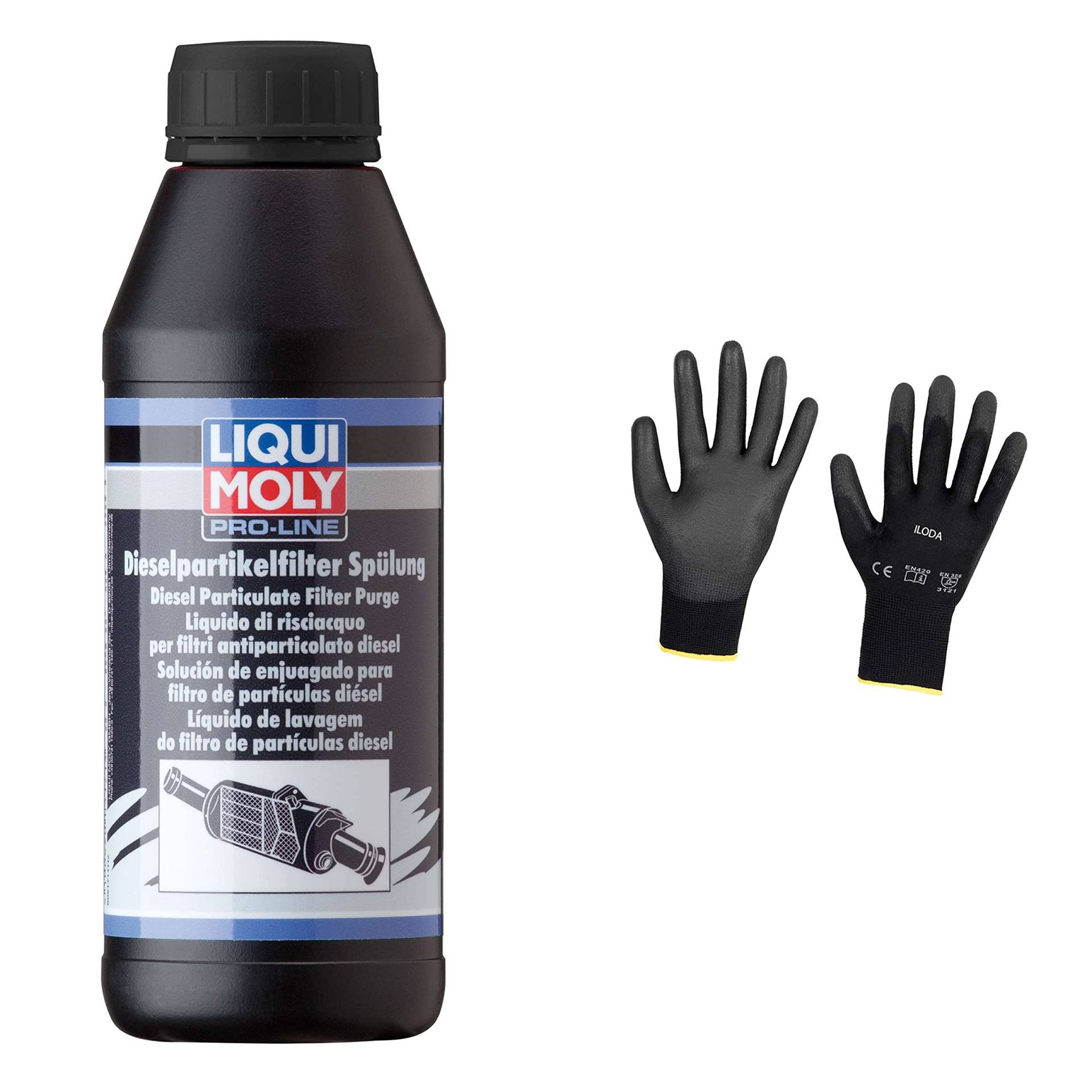 Iloda Original Liqui Moly 500ml Pro-Line Dieselpartikelfilterspülung 5171 Schutzhandschuhe von Iloda