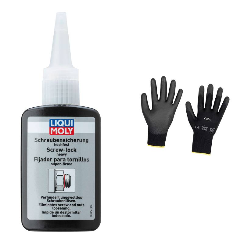 Iloda Original Liqui Moly 50g Schraubensicherung hochfest 3804 Schutzhandschuhe von Iloda