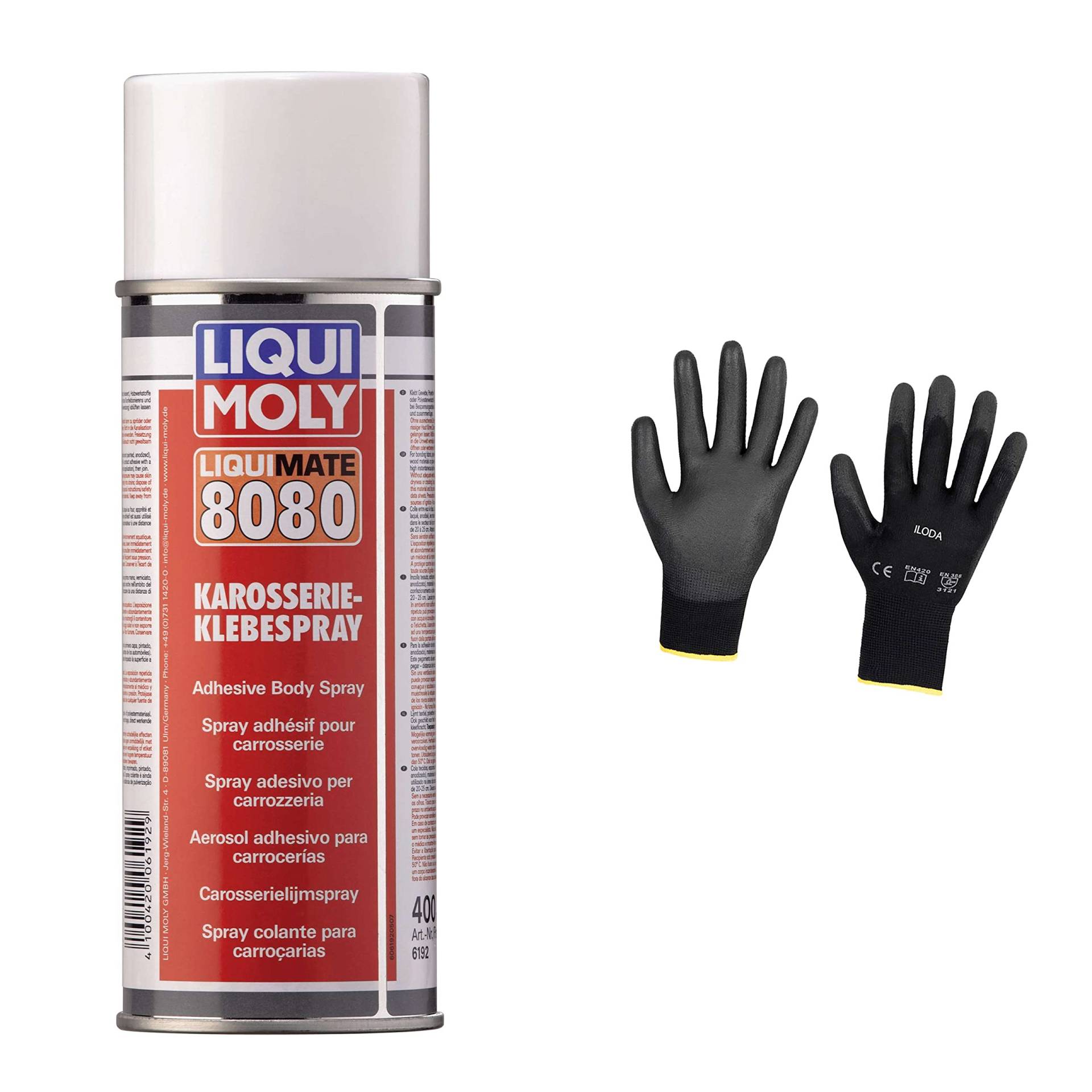 Iloda Original Liqui Moly 400ml Karosserie-Klebespray 6192 Schutzhandschuhe von Iloda