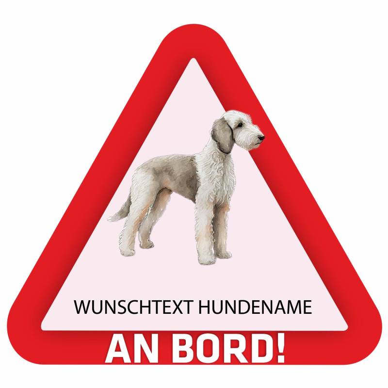 Indigos UG - Bedlington Terrier - bunt - Aufkleber 15 cm Bedruckt selbst gestalten - Heckscheibe - Name und Wunschtext personalisiert - individuell - Auto - Motorrad - LKW von Indigos