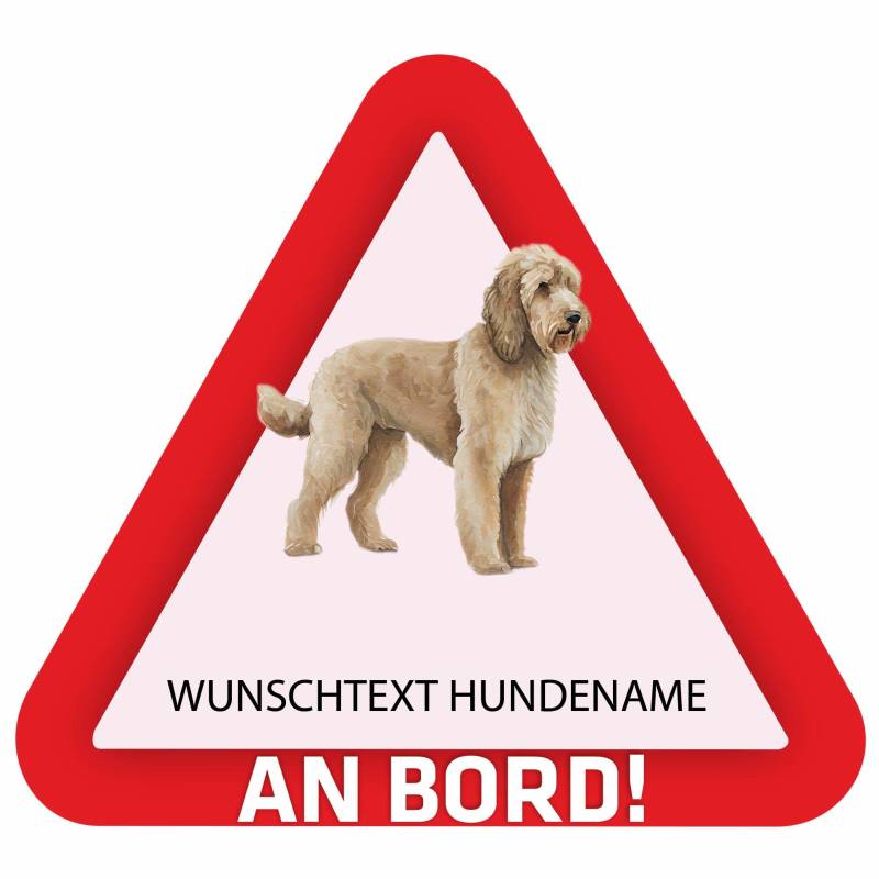 Indigos UG - Goldendoodle - bunt - Aufkleber 15 cm Bedruckt selbst gestalten - Heckscheibe - Name und Wunschtext personalisiert - individuell - Auto - Motorrad - LKW von Indigos