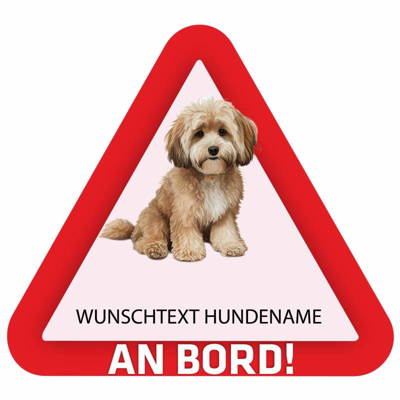 Indigos UG - Maltipoo - bunt - Aufkleber 15 cm Bedruckt selbst gestalten - Heckscheibe - Name und Wunschtext personalisiert - individuell - Auto - Motorrad - LKW von Indigos