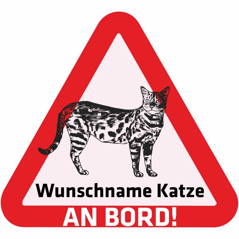 Indigos UG - Namensaufkleber - Bengalische Katze - Bengale - Aufkleber Bedruckt - Name und Wunschtext personalisiert - individuell - Auto - Motorrad - LKW von Indigos