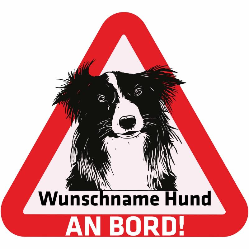 Indigos UG - Namensaufkleber Hund - Border Collie - Aufkleber mit Namen & Wunschtext - individuell personalisiert - Auto - Motorrad - LKW von Indigos